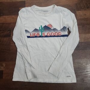 Women's Life is Good White Long Sleeve Shirt